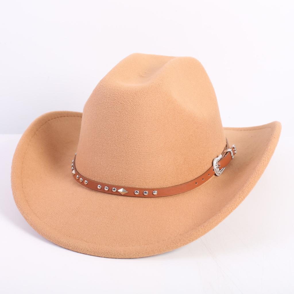 Beliebte europäische und amerikanische Mode OL-Stil einfarbiger Cowboyhut Herren und Damen High-End Zylinder Jazzhut Filzhut