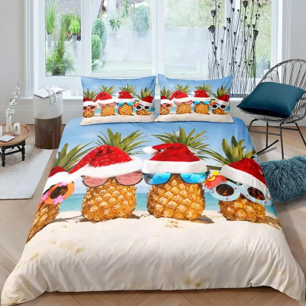 Pineapple Duvet Cover Set Black Gold Pineapple Bedding Set Polka Dot Comforter Cover Boys Girls Luxury Quilt Cover Full Queen