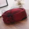 Fashion Elegant Mesh French Vintage Beret Warm Woolen Retro Sheepskin Mini Hat British Vintage Cap Socialite Style