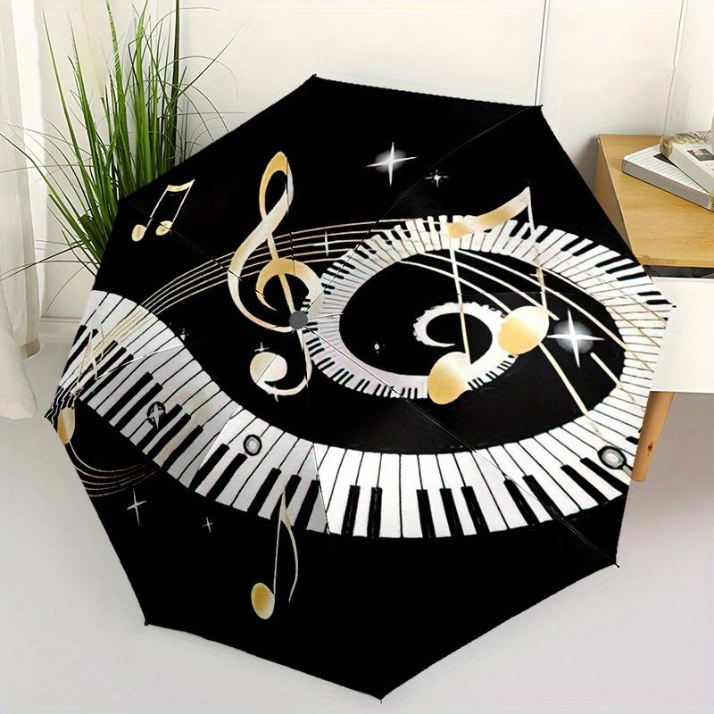 Musicthemed Automatic Folding Umbrella Compact Lightweight For Outdoor Adventures Daily Use Birthday Christmas Valentine'S Day Gift Travel Umbrella