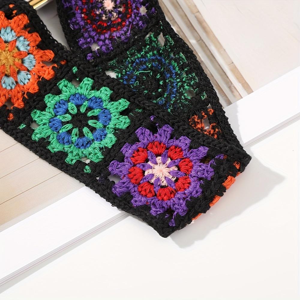 [Stretch Crochet Flower Headband] Crochet Flower Stretch Headband, Women's Knitted Plum Blossom Elastic Hair Bands for Women's Daily Life Dating Party