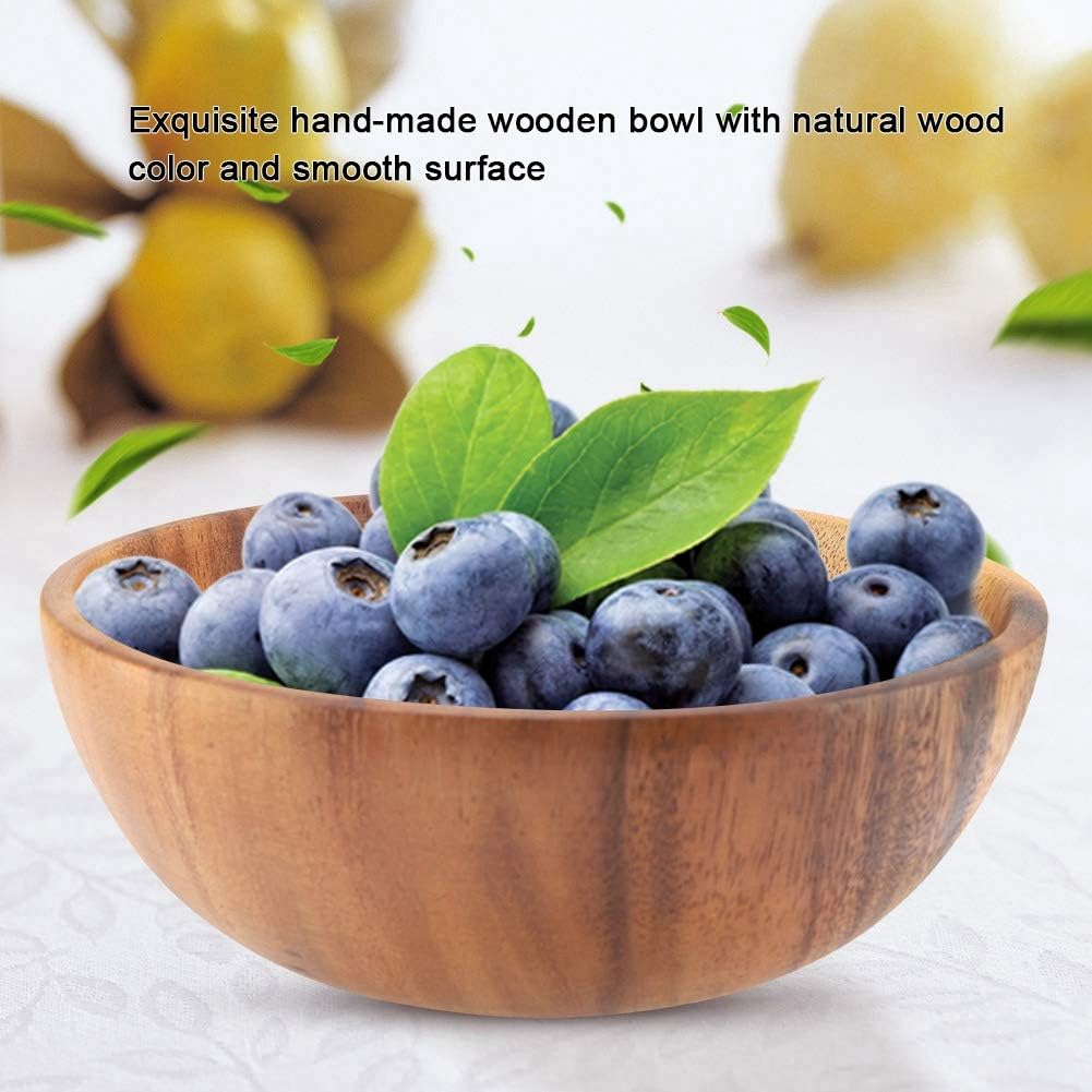 Yosoo Solid Wood Bowl, Acacia Wood Salad Soup Dining Bowl, Natural Hand-Made Classic Large Round, Kitchen Utensils (20 * 7 cm / 7.9 * 2.8 inch)
