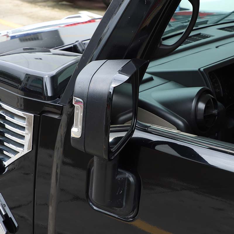 ABS Black/Silver Car Exterior Mirror Rain Eyebrow Frame Decorative Sticker For Hummer H2 2003-2009 Car Accessories