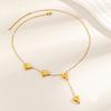 Stainless Steel Heart-Shaped Tassel Pendant Necklace for Women Gold Y-Shaped Clavicle Chain Jewelry