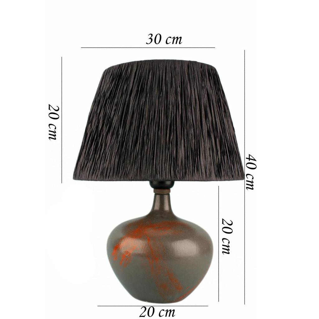 Nimrod Seramik Abajur Gri Siyah