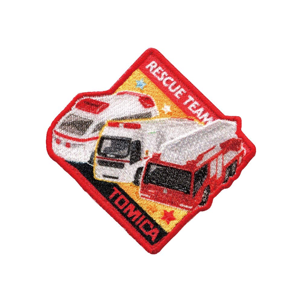 Pioneer Tomica Ambulance Fire Engine Patch Sticker 64mm x 03 & Iron-On, 67mm, TOM650-TOM