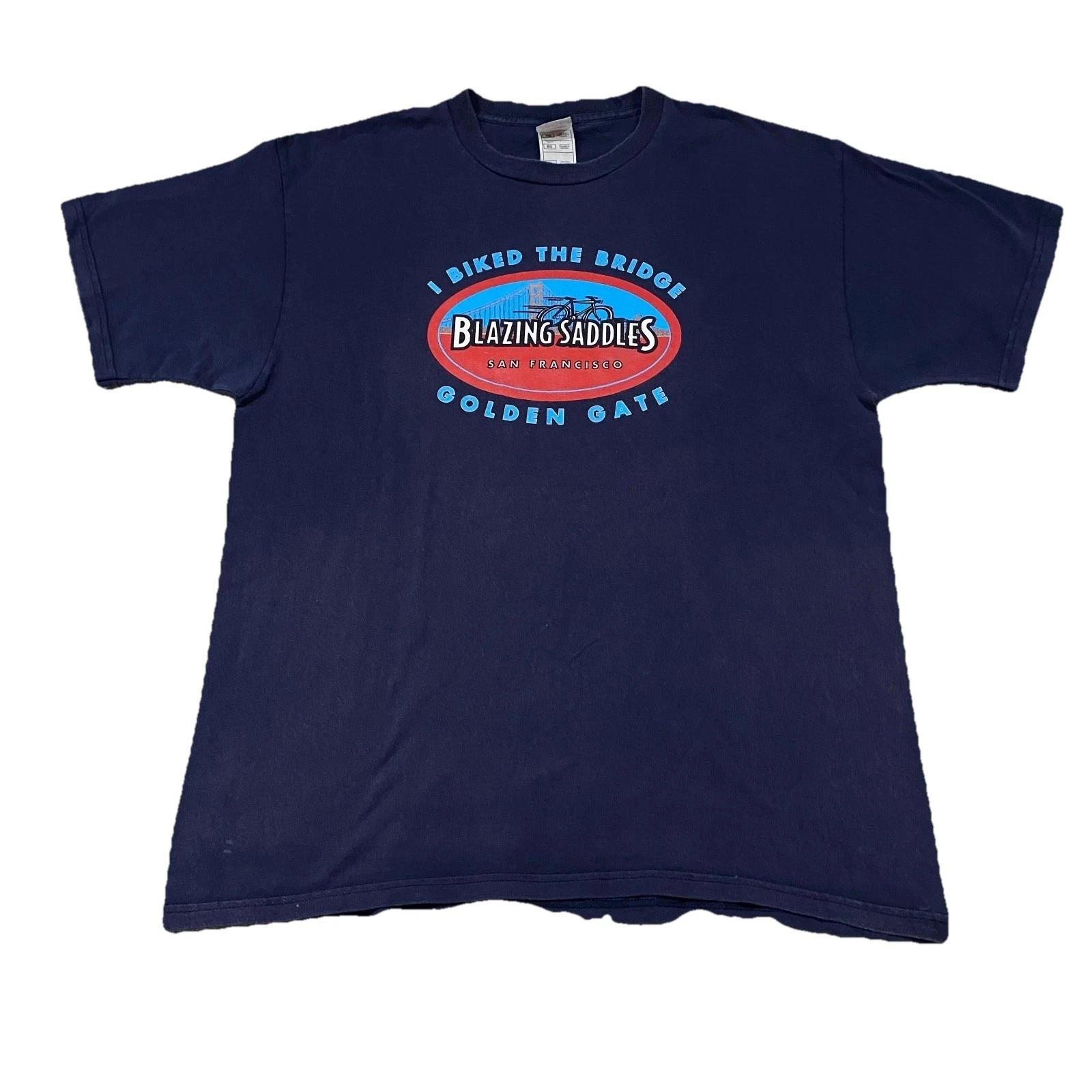 Blazing Saddles San Francisco Golden Gate Graphic Tee Mens M Blue Skater Hip Hop XL