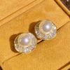 Cao Shi Trendy Irregular Round Stud Earrings: Imitation Pearl & Gentle Fragrance Style for Women