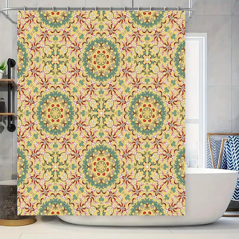 

Kaleidoscope Shower Curtain With Flower Pattern Modern Bathroom Decor For Home Decoration Durable Fabric, Machine Washable Perfe 90x180cm