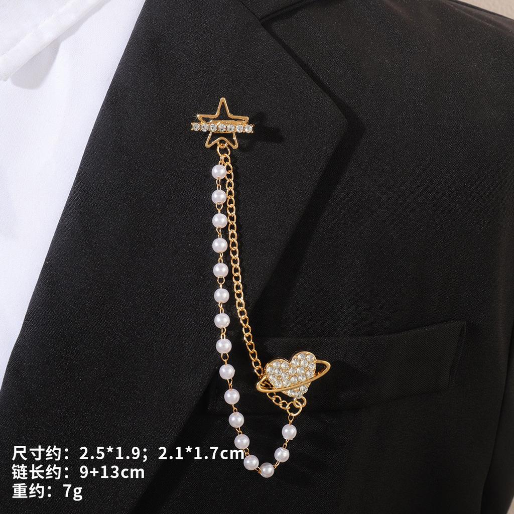 Fashion Baroque Vintage Diamond Brooch Men'S Suit Accessories Personalized Wedding Long Jacket Corsage Badge