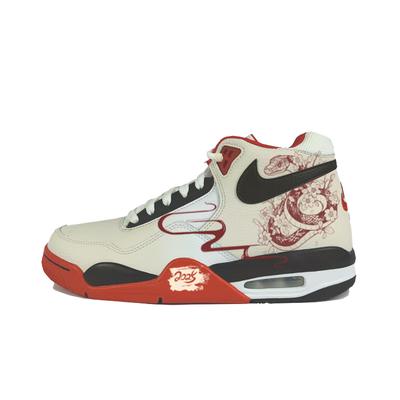 Flight Legacy Synthetic Leather Cushioning Mid Top Vintage Basketball Shoes Unisex Red White BQ4212-100(Team183-)