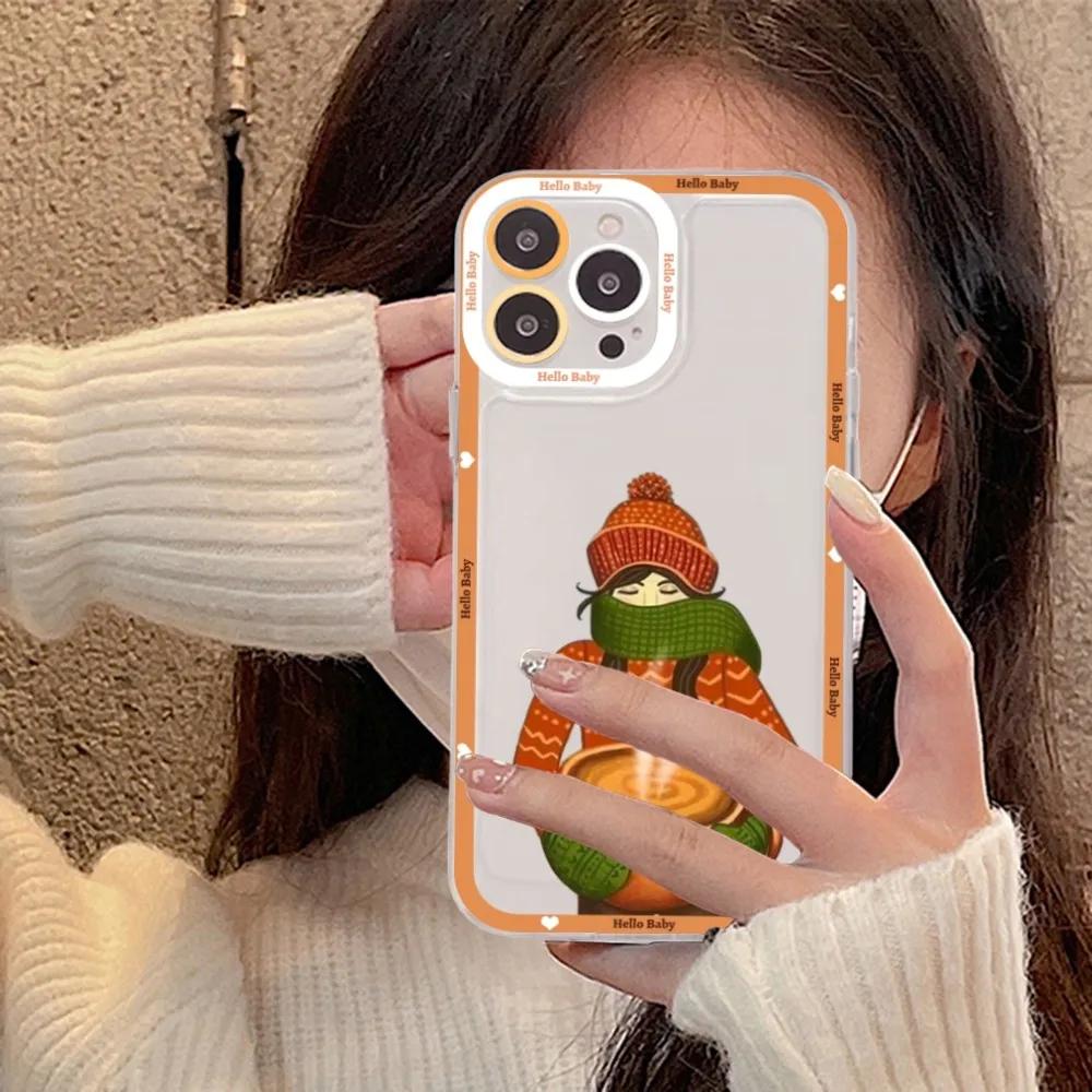 Happy Autumn Girl Pumpkin Fall Phone Case For IPhone 15 11 12 13 14 Mini Pro Max XR X XS TPU Clear Case