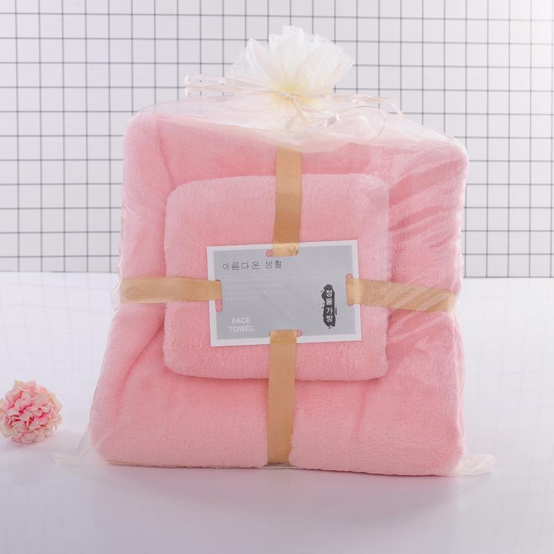 Coral Fleece Mother & Child Towel Set - Absorbent, Thickened, and Soft with Logo Gift Box
