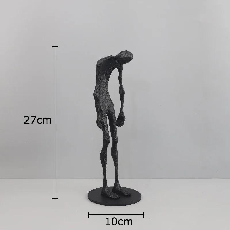 Black Cast Iron Figures Statue Desk Decoration Ornaments Modern Crafts Abstract Character Sculpture Room Aesthetics Decor