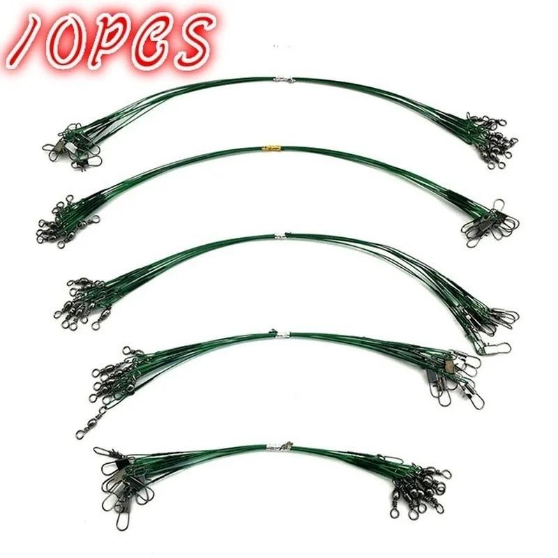 10 Pcs Anti-bite Fly Leash Fishing Lead Line Suitable Outdoor Fishing Rope Tools Stainless Steel Rolling Swivels Fishes Lines