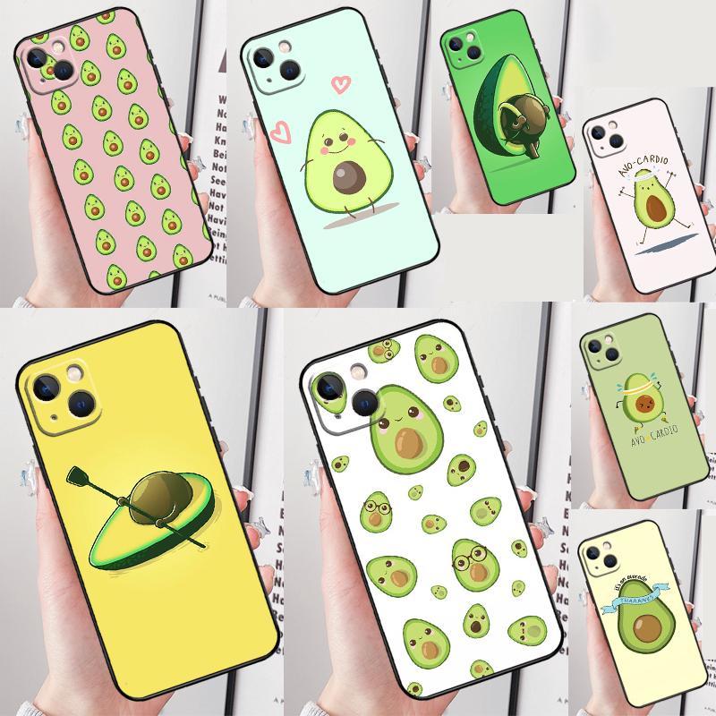 Cartoon Avocado Phone Case For iPhone 16 Pro Max 13 12 Mini 11 14 15 Pro Max XR 16 15 Plus 16e Cover Shell