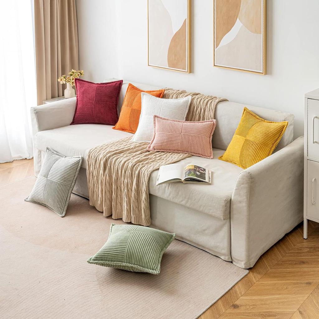 2pcs Bohemian Style Patchwork Textured Gradient Throw Pillow Covers Farmhouse Aesthetics for Couch,Bedding, Sofa, Living Room Decor, Living Room Decor