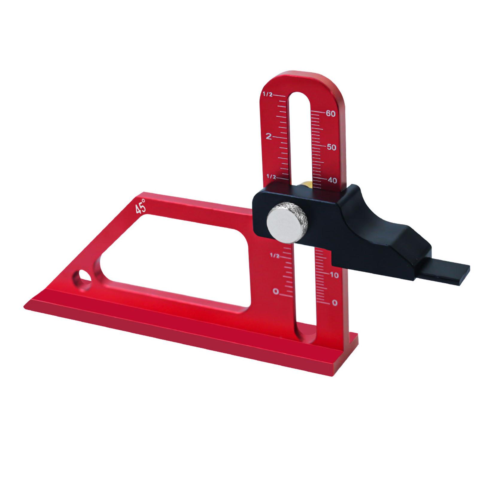

Table Saw Height Gauge Aluminum Alloy 0 to 60mm 45 degrees Multifunctional Woodworking Tool Setting Gauge Depth