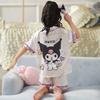 Girls Ice Silk Pajama Set Short Sleeve Cartoon Print Sleepwear Kids 8 Years