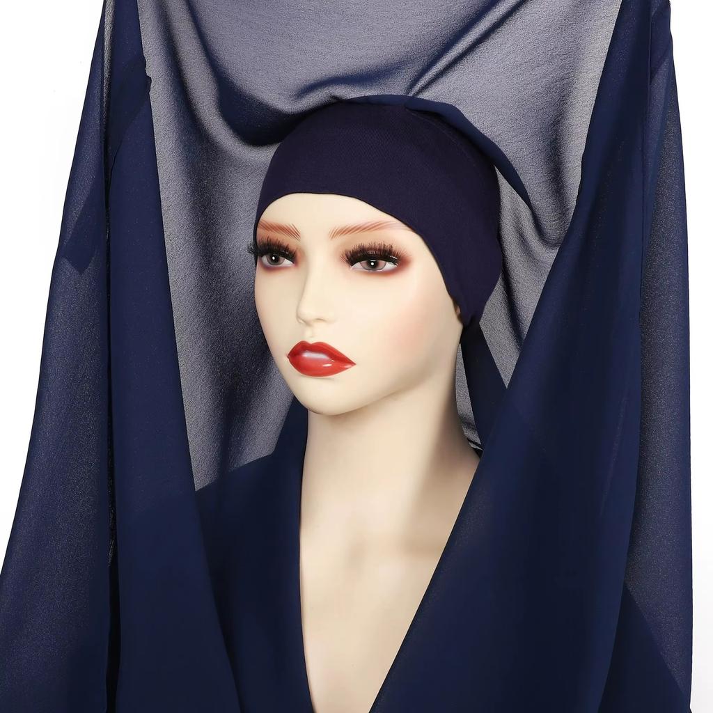 Newest Instant Chiffon Hijab With Magnetic Buckle Solid Color Woman Muslim Hijab Scarf Islamic Turban Fashion Headband Shawl