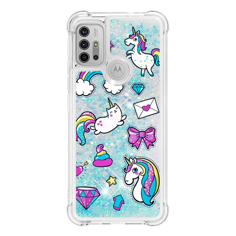 Liquid Phone Case For Motorola Moto G30 G20 G10 G Pure Stylus Play E7 Power 2021 Cover Painted Glitter Quicksand Capa