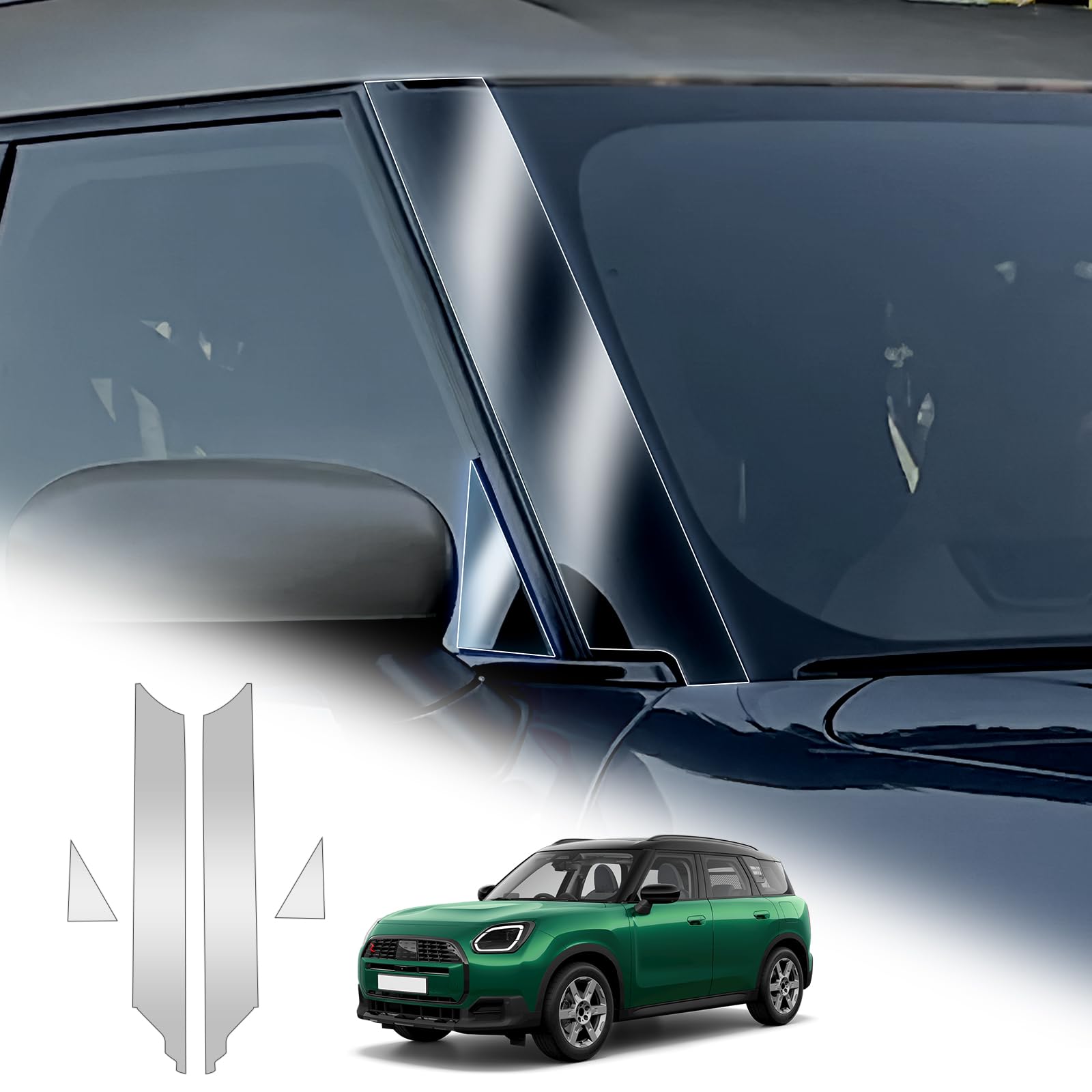 

KUNGKIC TPU Protective Film for the New Mini Cooper Countryman U25 Scratch and Stain Exterior Accessory A-pillar (2025, 2024, 2023) - Resistant,