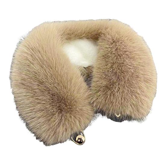 Fake Scarf Puffy Collar Trim Fur Neck Scarf Adjustable Button Fastening Faux Removable Plush Winter Warmer