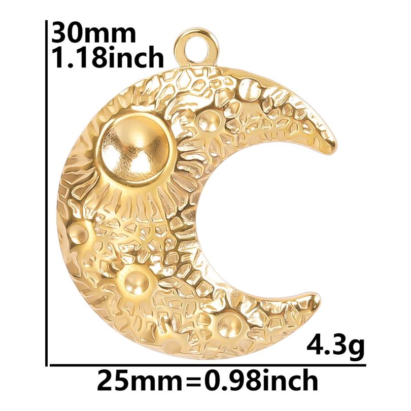 Vintage Metal Filigree Moon Pendants For Jewelry Making Supplies Connectors Accessories Stainless Steel Charm Bulk Luna Material