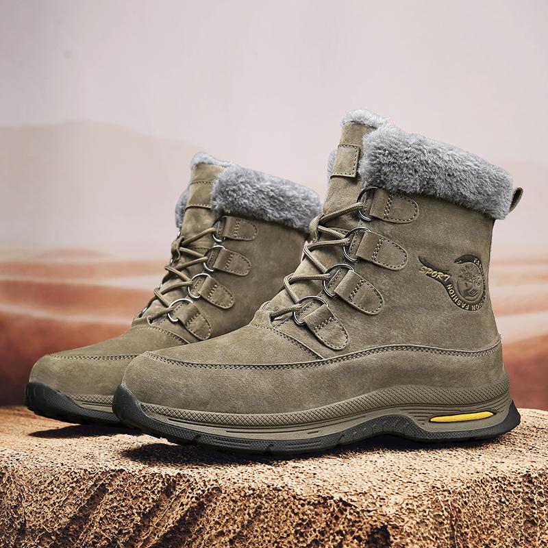 Winter Snow Boots Super Warm Plush Men's Boots High Top Motorcycle Boots Outdoor Sneakers Anti-Slip Men Hiking Boots Big Size 46