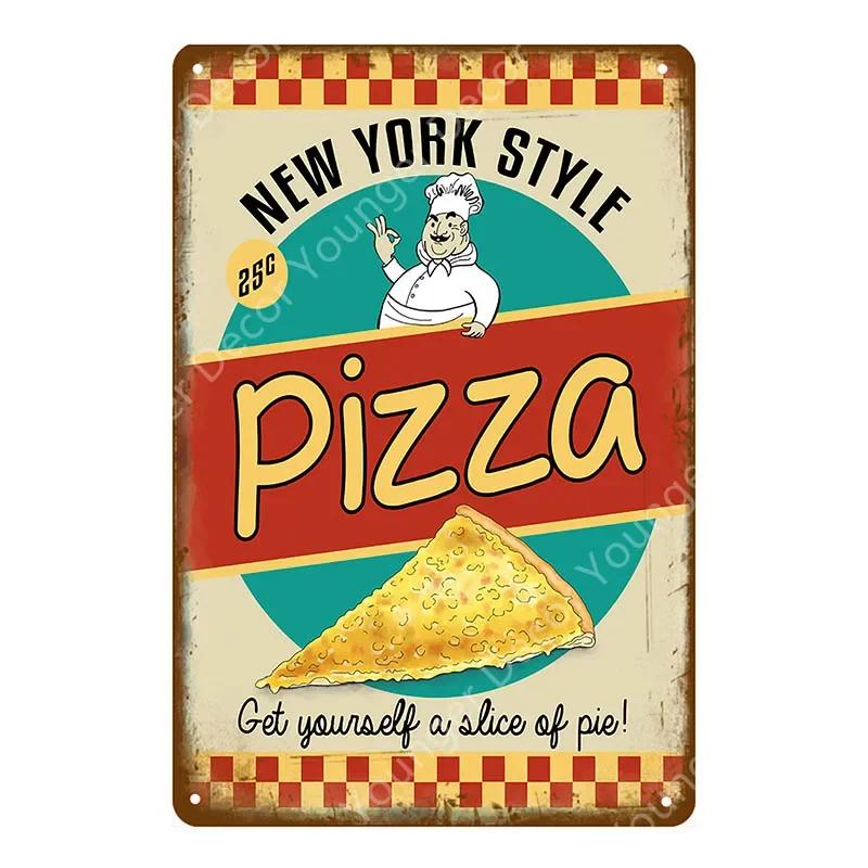 Italian Good Food Pizza Pies Metal Signs Wall Decoration Vintage Metal Poster Home Kitchen Decor Painting Plaques YJ145
