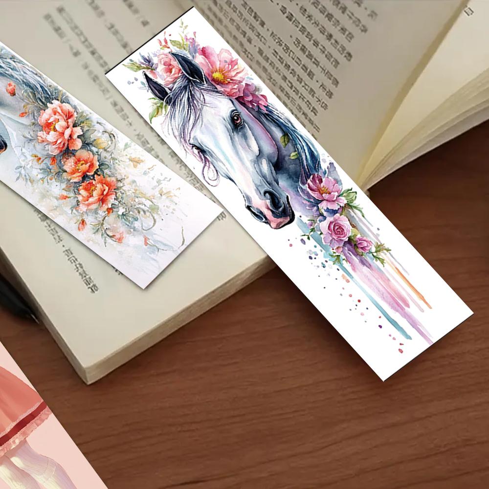 32pcs, Watercolour Horse Bookmarks, Maiden and Horse Series for Teachers, Readers and Book Lovers, Bookmarks, Gifts, Party, Birt