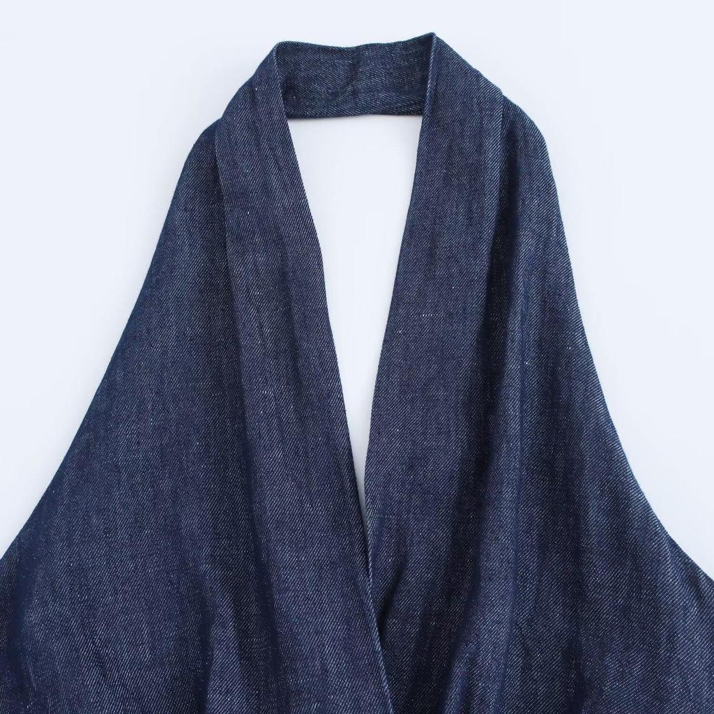 Spring 2025 Women's Fashion: Elegant Slim Fit Halter Neck Backless Denim Dress