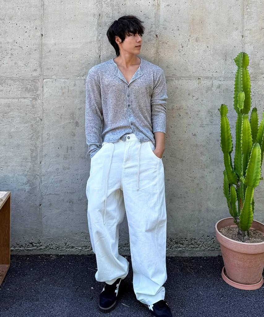 Nitied Outstring Curved Cotton Balloon Pants White