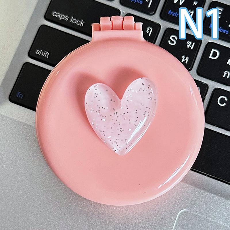 Cute Pink Love Pieptene de masaj pliabil pentru cap, pernă de aer, pieptene antistatic, portabil, de călătorie, piepteni de păr pentru fete cu oglindă