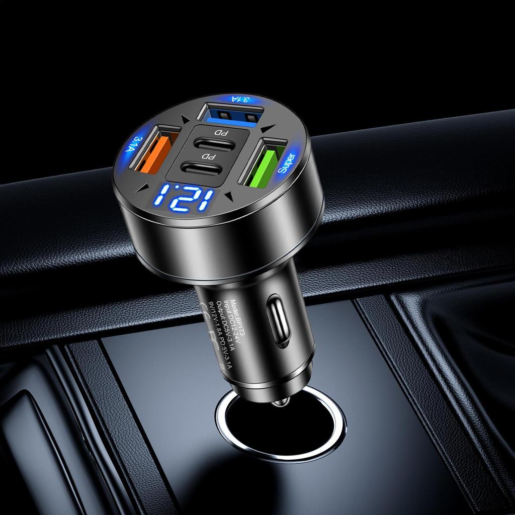USB Car Charger Multi-Ports 3USB2PD Car Charger Type C Pd Super Fast Charging Mobile Phone Socket Adapter In Car for Family