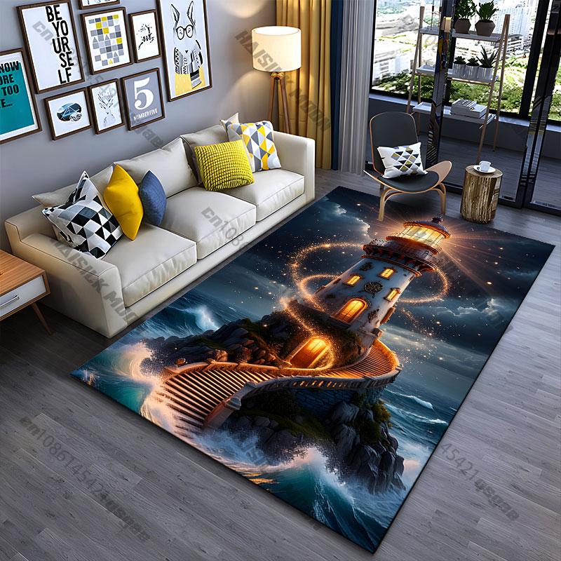 Magical lighthouse guiding through darkness carpet Yoga living room room decor children s crawling mat doormat area rug 40x60cm