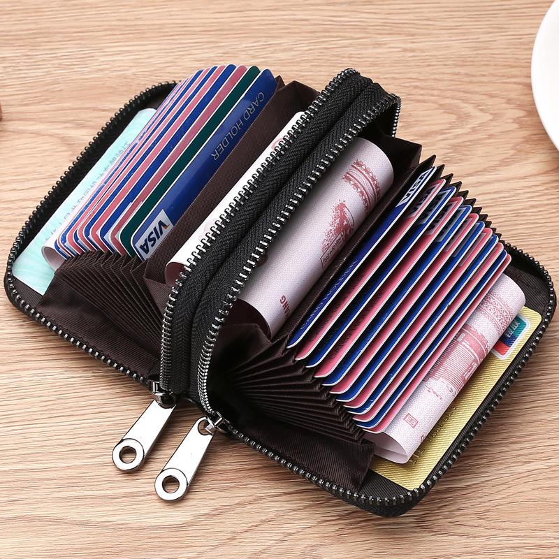 Schlankes, diebstahlsicheres Kartenetui aus echtem Leder für Herren und Damen mit großer Kapazität und Anti-Entmagnetisierungsfunktionen