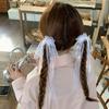 1/4Pcs Ribbon Lace Bow Hair Rope Girls French Lace Ballet Style Sweet Ponytail Holder Hair Scrunchies Elastic Hair Ring Headwear