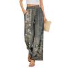 Damen Sommer Boho Palazzo Hose Hohe Taille Weites Bein Blumendruck Freizeithose Mit Taschen