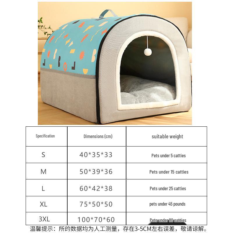 Washable Winter Warm Pet Nest: Half-Enclosed Cat & Large Dog House