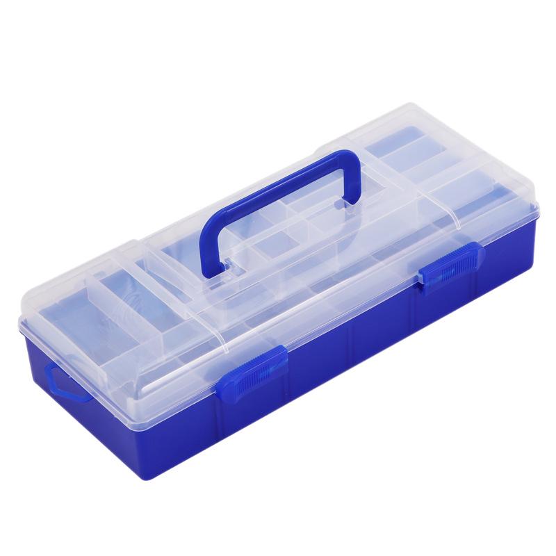 Double-Layer Fishing Tackle Box with Removable Dividers for Hooks and Tools
