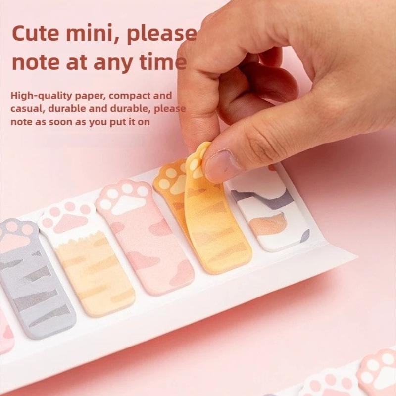 120 Pages Kawaii Stationery Cartoon Cat Paw Memo Pad Bookmark Flags Index Tab Sticky Notes Label Paper Stickers
