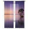Sunset Tree Water Silhouette Okenní závěs do ložnice Průsvitný závěs do obývacího pokoje Luxusní tylový závěs do kuchyně