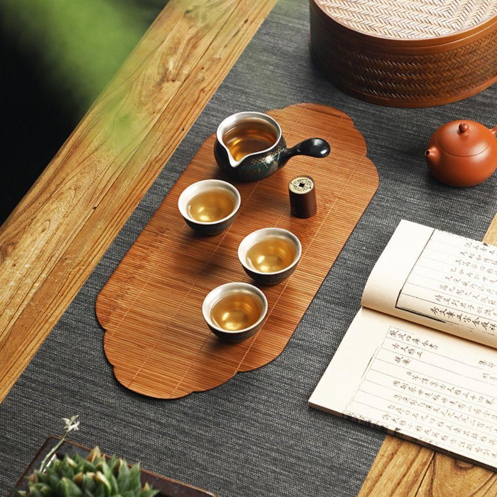 Multicolor Bamboo Tea Mat Heat Insulation Anti Scalding Hand-woven Tea Mat Multi-shape Zen Tea Mat Tea Ceremony Supplies
