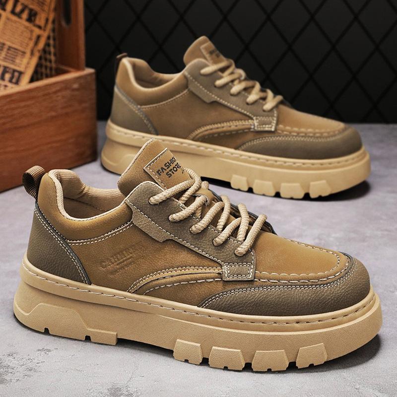Autumn new platform heightening Martin boots British casual leather shoes sports board shoes