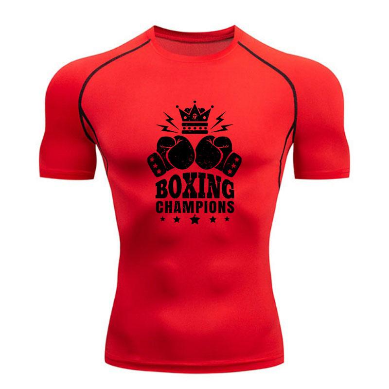 Men's Compression Fitness Workout T-Shirt, Boxing Champions