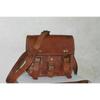 Bag Goat Leather Genuine Vintage Messenger Laptop Briefcase Real Brown Satchel