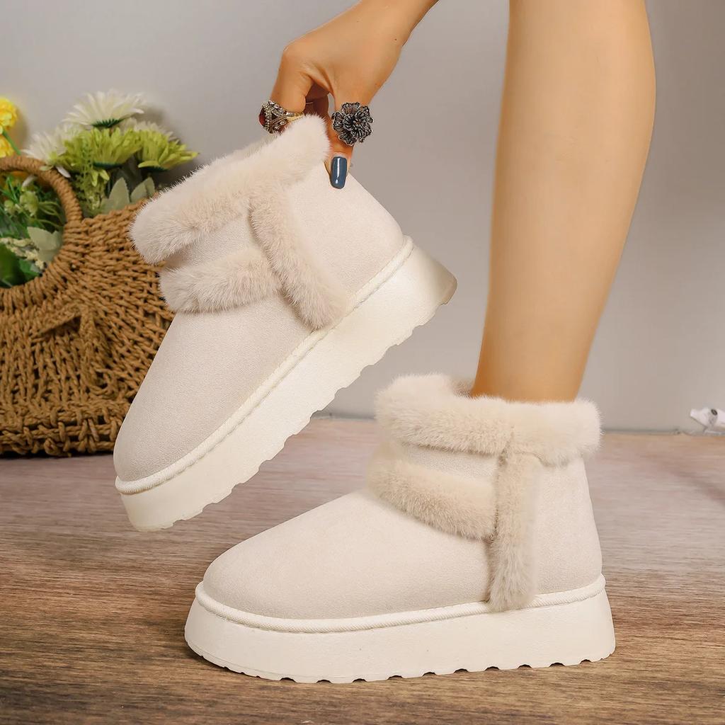 Inverno Mulheres Botas de Neve Quentes de Pelúcia Curtas Sapatos Casuais Novas Botas Chelsea de Pele de Camurça Botas Baixas Plataforma Sapatos Femininos Botas