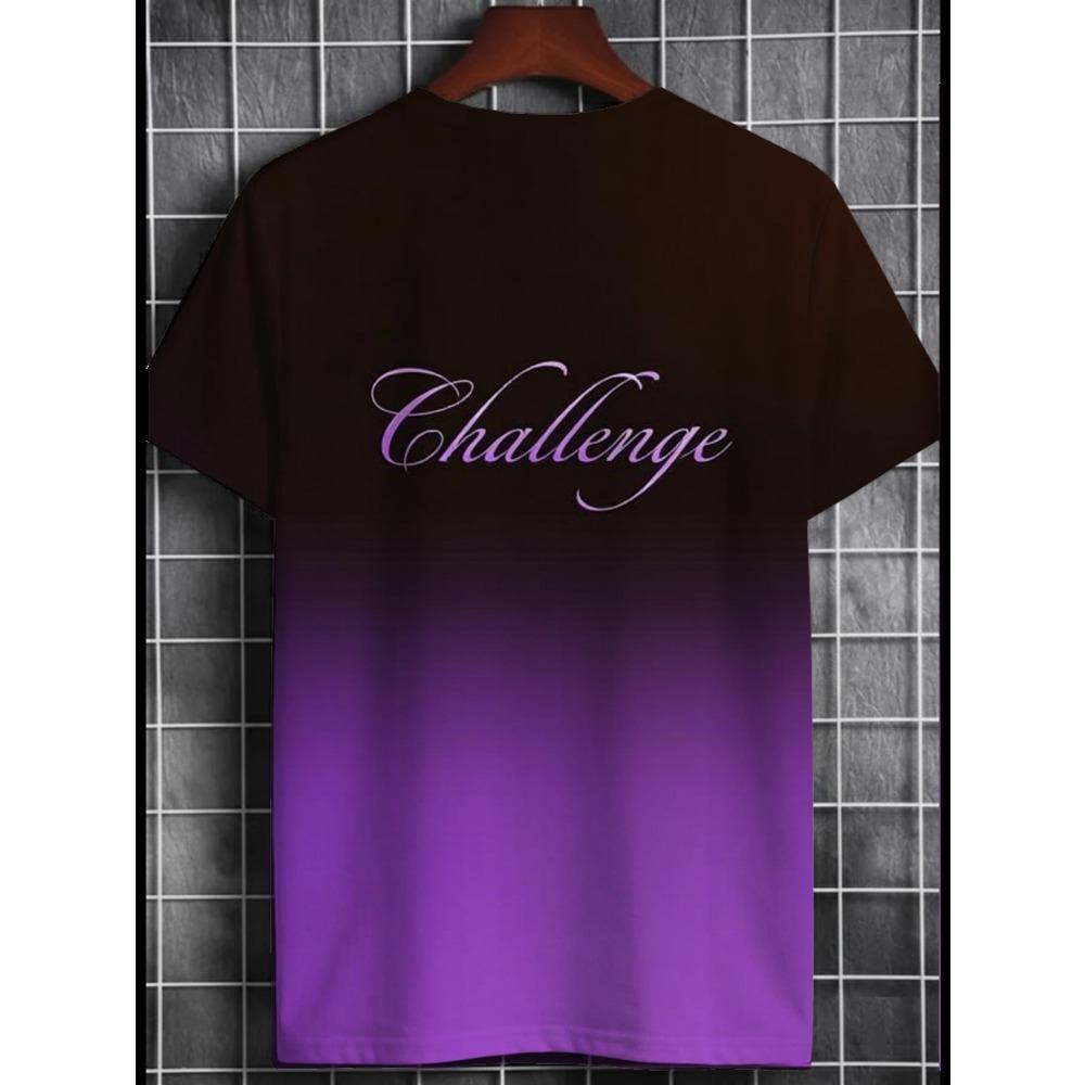 Men's gradient art T-shirt 3D digital design, round neck, short sleeves