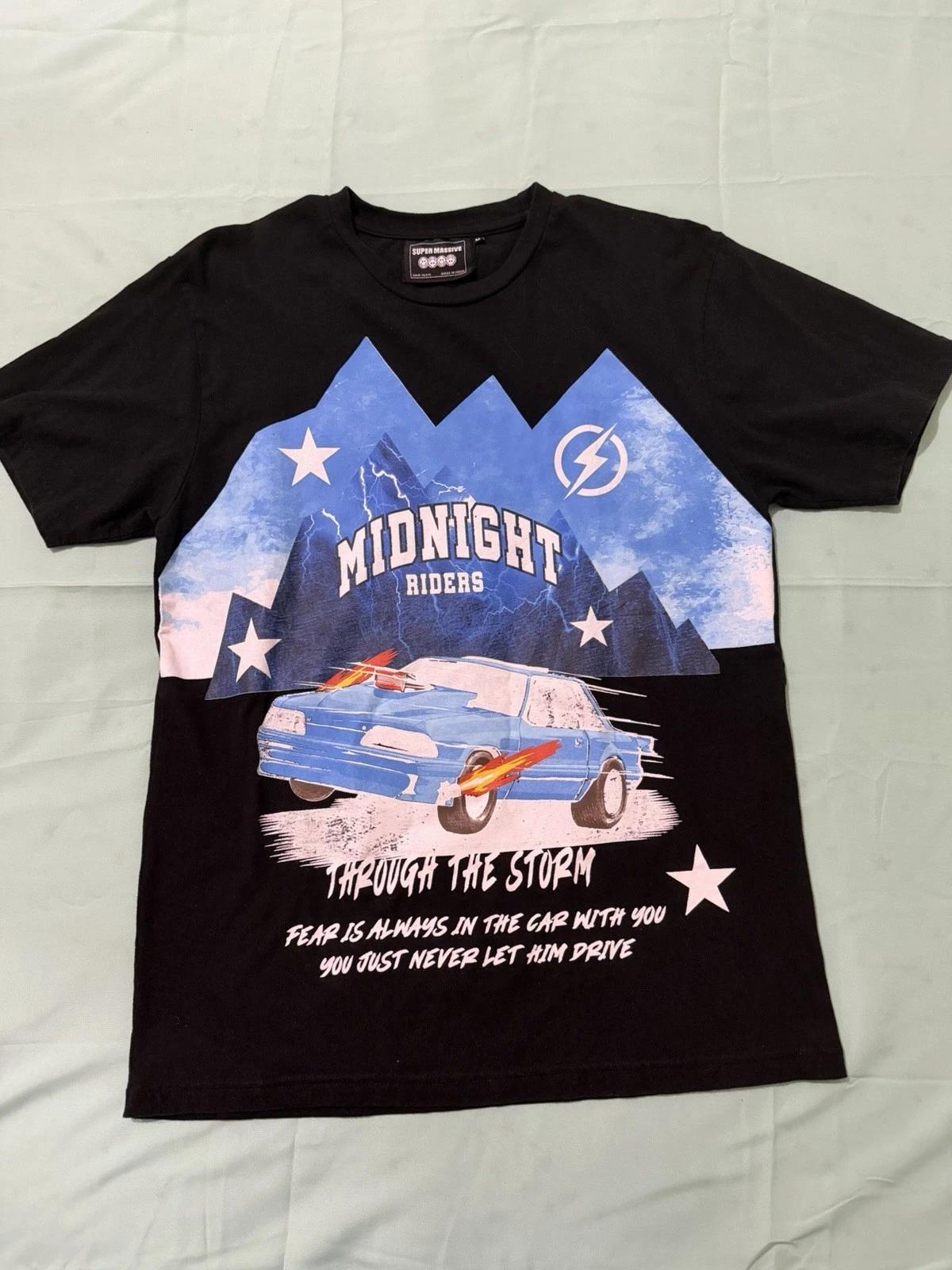 Midnight Riders Graphic Black 100% Cotton T-shirt Mens Womens Tees Top S